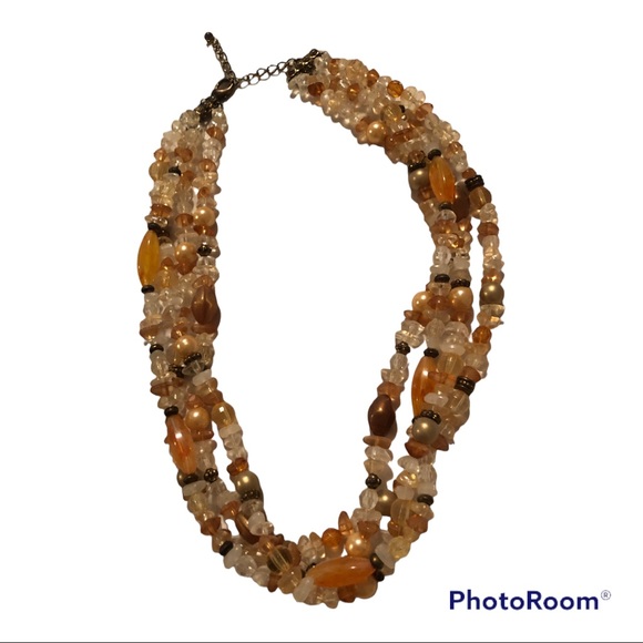 Burnt Orange and White Beaded Choker - Picture 1 of 4